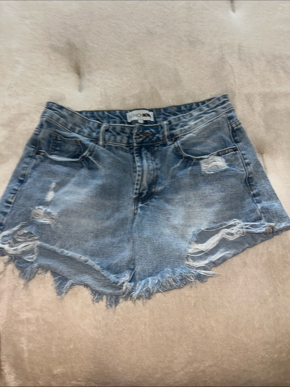 Fashion Nova Light Blue Distressed Denim Cutoff Shorts